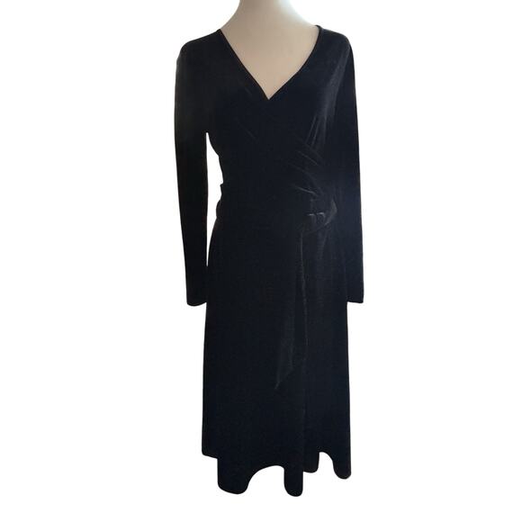 Talbots Sz 6 VTG Velvet Dress Black A Line V Neck Cocktail Holiday Party Date - Picture 1 of 6